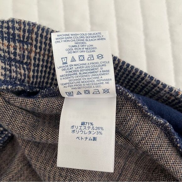 Land's End Women's Sport Knit Tapered Leg Pull On Pants Navy Plaid Size M - Picture 8 of 11